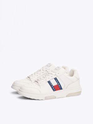 sneakers the brooklyn in pelle bianco da donne tommy jeans