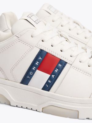 white the brooklyn leather trainers for women tommy jeans