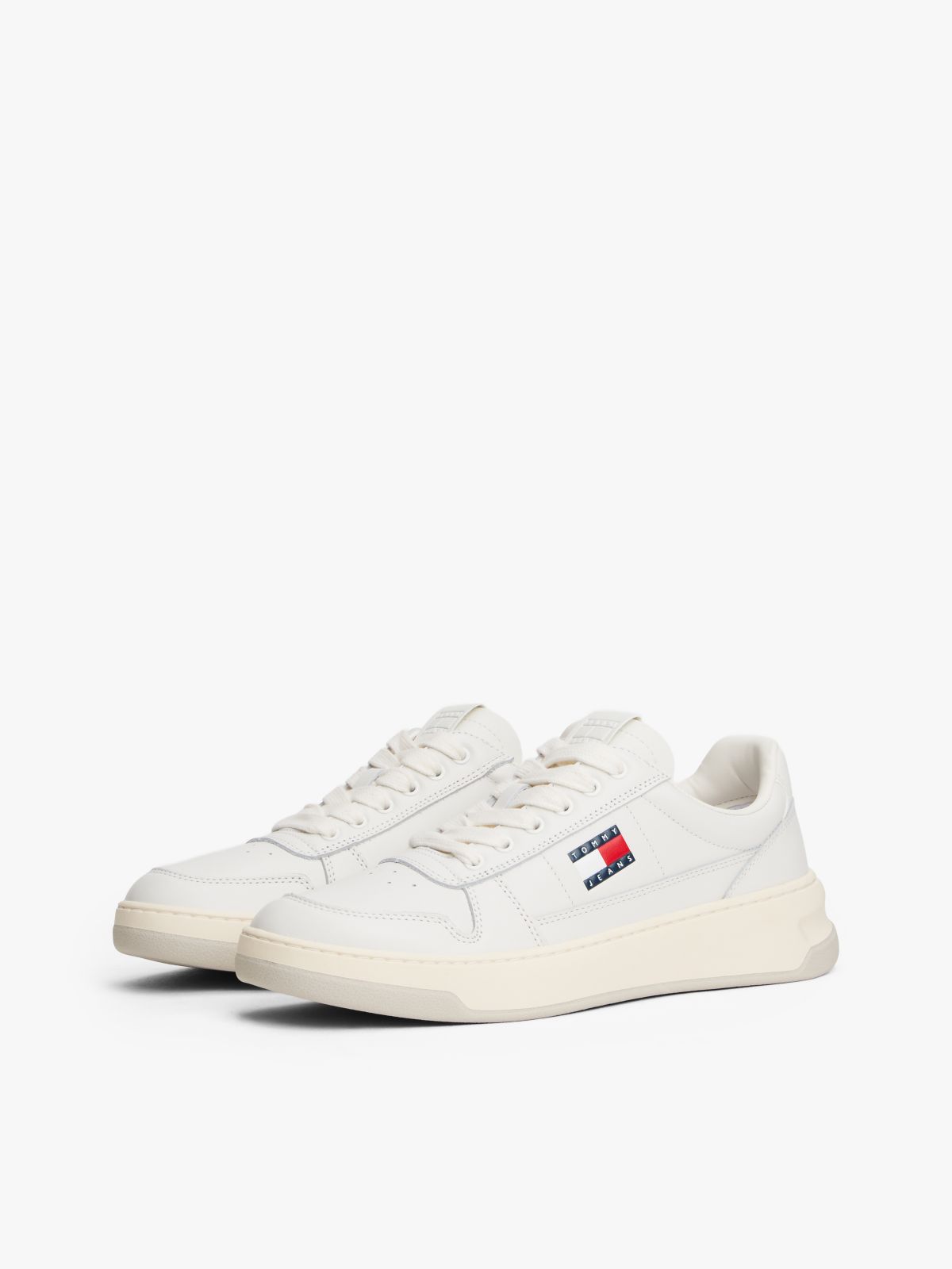 Leather Embossed Logo Trainers — White