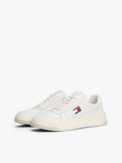 Leather Embossed Logo Trainers — White 2