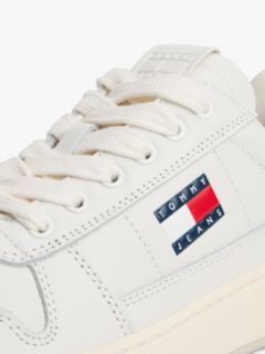 Leather Embossed Logo Trainers — White 6