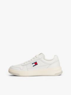 Leather Embossed Logo Trainers — White 7