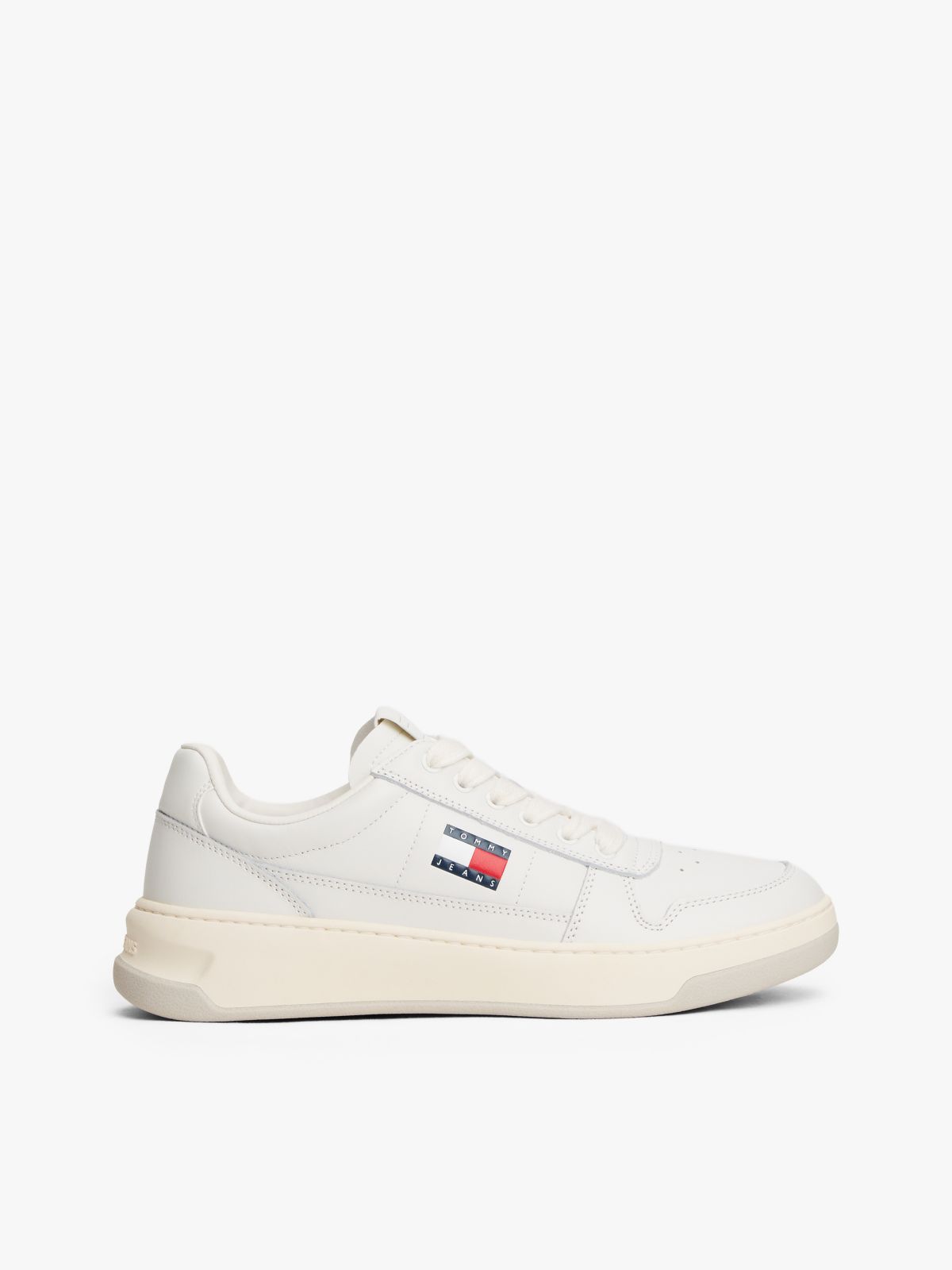 Leather Embossed Logo Trainers — White