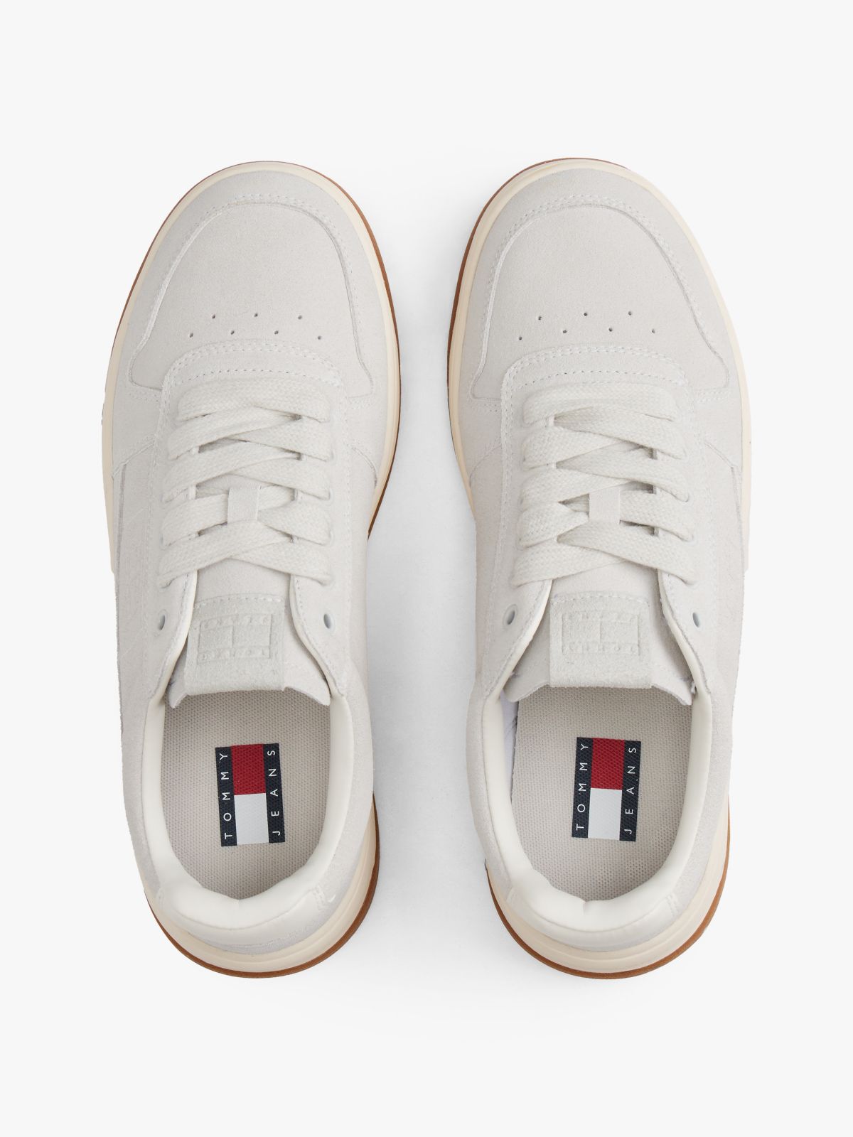 Suede Tonal Logo Trainers — Beige