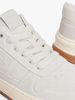 Suede Tonal Logo Trainers — Beige 6