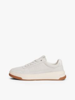 Suede Tonal Logo Trainers — Beige 7
