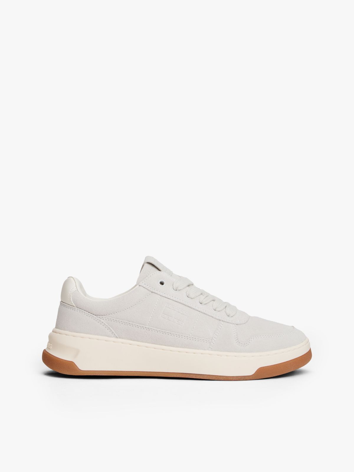 Suede Tonal Logo Trainers — Beige