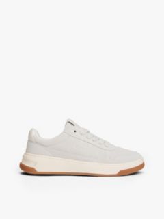 Suede Tonal Logo Trainers — Beige 1