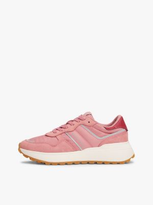 rosa rutschhemmender sneaker aus wildleder für damen - tommy jeans