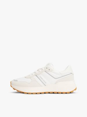 weiß rutschhemmender sneaker aus wildleder für damen - tommy jeans