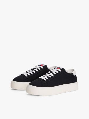 multi canvas platform trainers for women tommy jeans