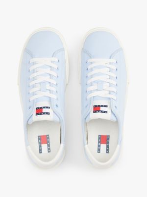 blau sneaker aus canvas mit plateau-sohle für damen - tommy jeans