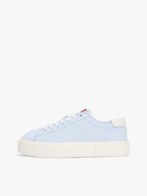 blauw canvas platformsneaker voor dames - tommy jeans