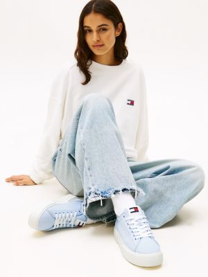 blue canvas platform trainers for women tommy jeans