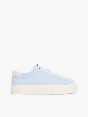 blauw canvas platformsneaker voor dames - tommy jeans