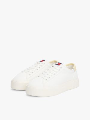 sneakers in tela con plateau bianco da donne tommy jeans