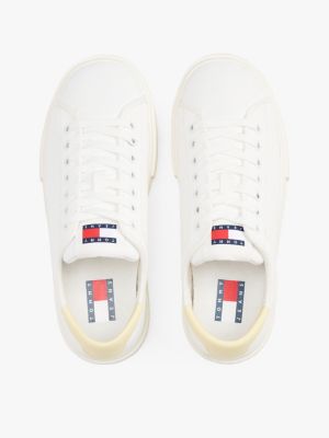 white canvas platform trainers for women tommy jeans