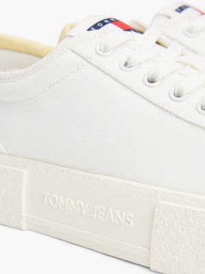 white canvas platform trainers for women tommy jeans