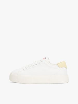 white canvas platform trainers for women tommy jeans