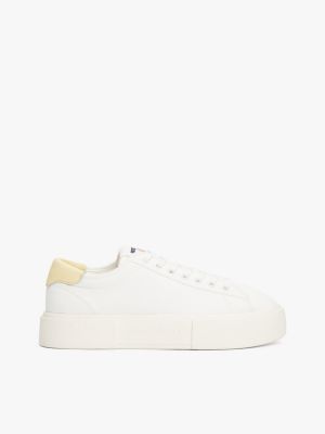 white canvas platformsneaker voor dames - tommy jeans