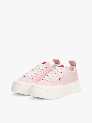 pink cleat platform trainers for women tommy jeans