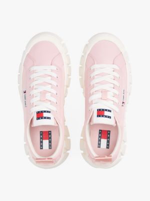 pink cleat platform trainers for women tommy jeans