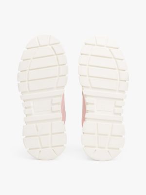sneakers con suola alta a carrarmato rosa da donne tommy jeans