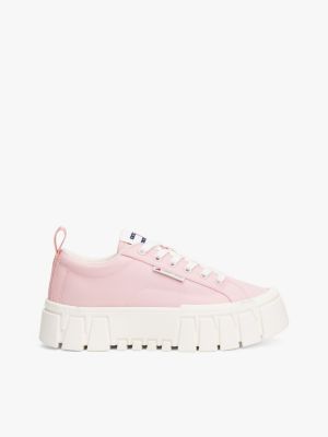 pink cleat platform trainers for women tommy jeans