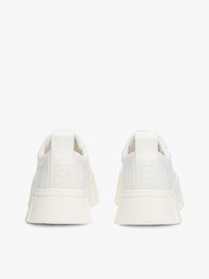 wit platform sneaker met profielzool voor dames - tommy jeans