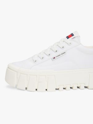 white cleat platform trainers for women tommy jeans