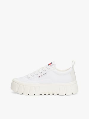 white cleat platform trainers for women tommy jeans