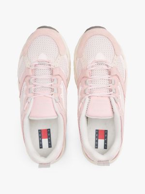 pink archive suede mesh trainers for women tommy jeans