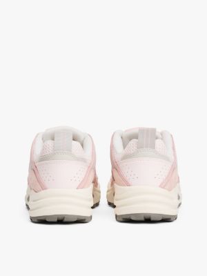 pink archive suede mesh trainers for women tommy jeans