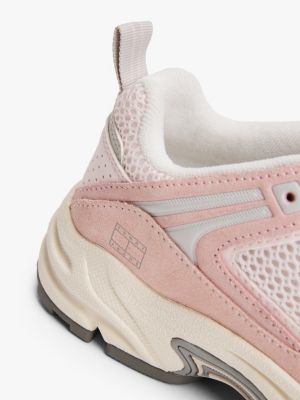 pink archive suede mesh trainers for women tommy jeans