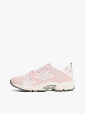 pink archive suede mesh trainers for women tommy jeans