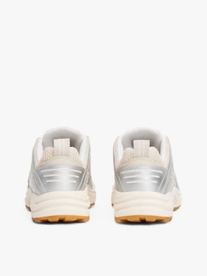 grey archive metallic mesh trainers for women tommy jeans