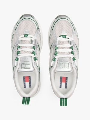 weiß archive metallic-sneaker mit mesh-einsätzen für damen - tommy jeans