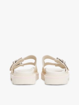 white suede double strap cleat sandals for women tommy jeans