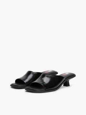 multi leather kitten heel mules for women tommy jeans