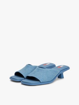 blue denim kitten heel mules for women tommy jeans