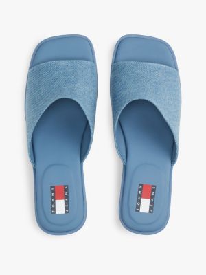 blue denim kitten heel mules for women tommy jeans