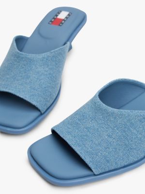 blue denim kitten heel mules for women tommy jeans