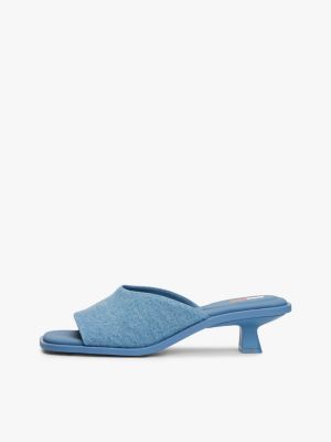 blue denim kitten heel mules for women tommy jeans