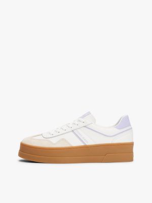 white the greenwich platform trainers with leather for women tommy jeans