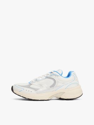 white mixed texture archive runner trainers for women tommy jeans