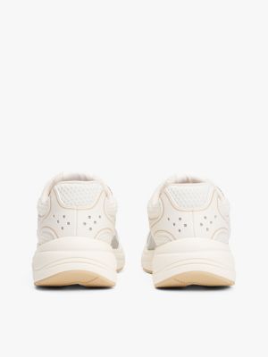 beige mixed texture archive runner trainers for women tommy jeans