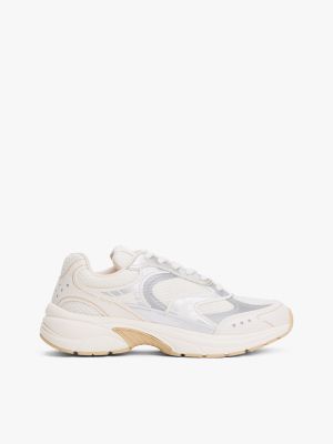 beige archive runner-sneaker mit struktur-mix für damen - tommy jeans