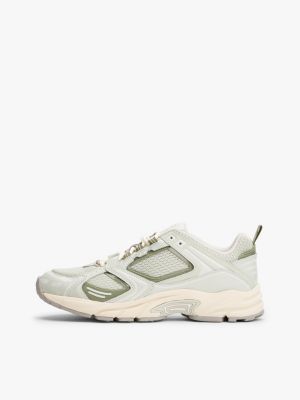 green mesh cleat archive runner trainers with leather for women tommy jeans