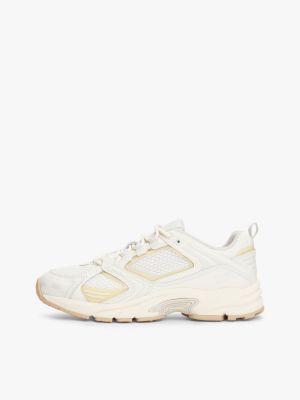 weiß archive rutschhemmender mesh-sneaker mit leder für damen - tommy jeans