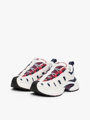 multi archive leather signature trainers for women tommy jeans